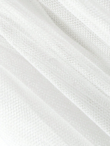 Contrast Mesh Split Thigh Tube Wedding Dress