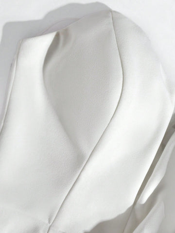 Contrast Mesh Split Thigh Tube Wedding Dress