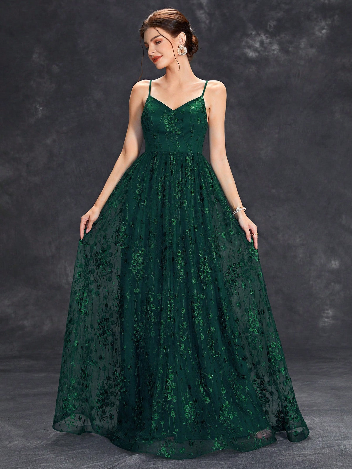 Contrast Sequin Mesh Cami Bridesmaid Dress