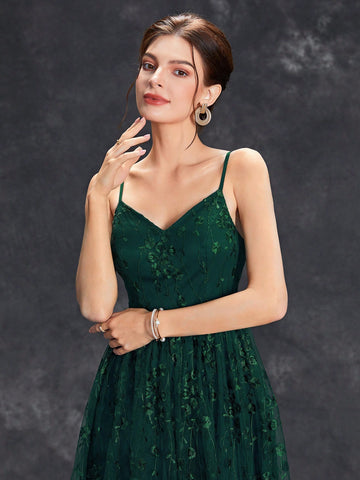 Contrast Sequin Mesh Cami Bridesmaid Dress
