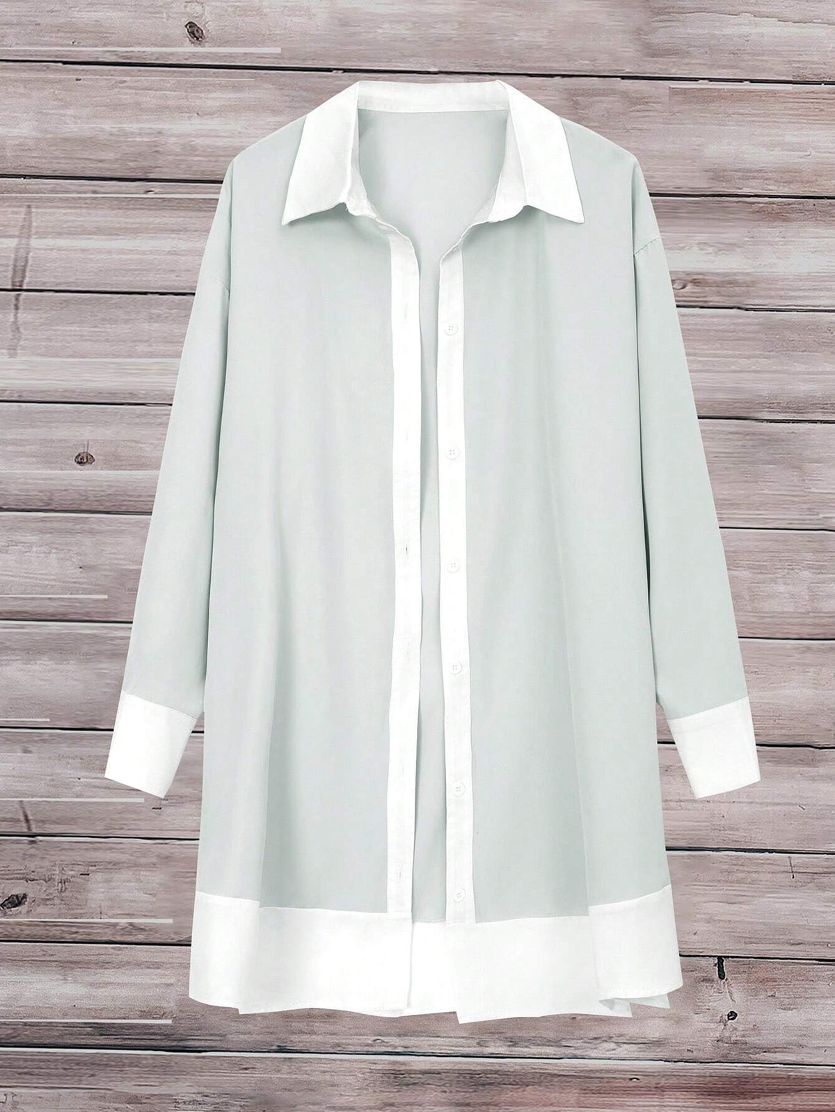 Contrast Trim Drop Shoulder Shirt Without Tee