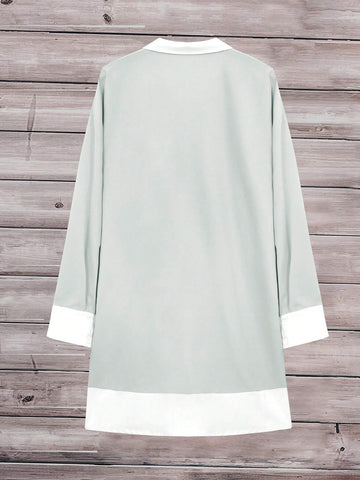 Contrast Trim Drop Shoulder Shirt Without Tee