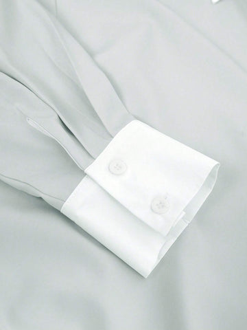 Contrast Trim Drop Shoulder Shirt Without Tee