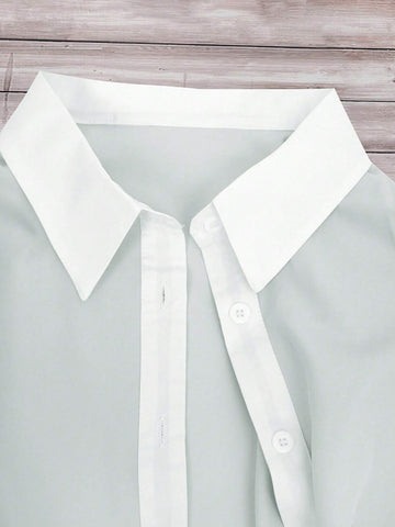 Contrast Trim Drop Shoulder Shirt Without Tee