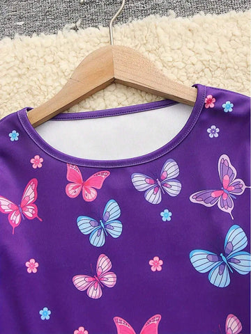 Cool Christmas Night Graphic Long Sleeve Dress Girls Crew Neck Dresses Young Girl Gift Halloween Christmas