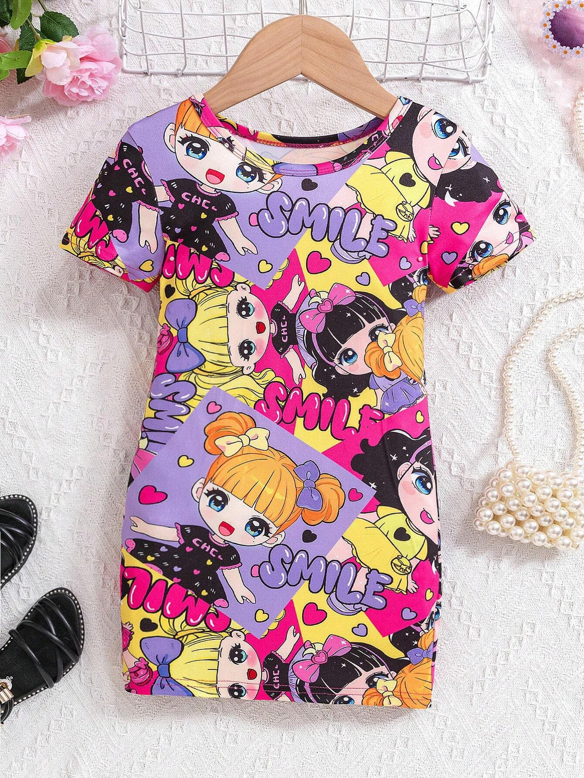 Cool Graffiti Printed Cute Girls' Dress, Summer