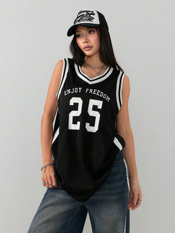 Coolane Women's Sportswear Number Pattern Graphics V-Neck Mini Dress