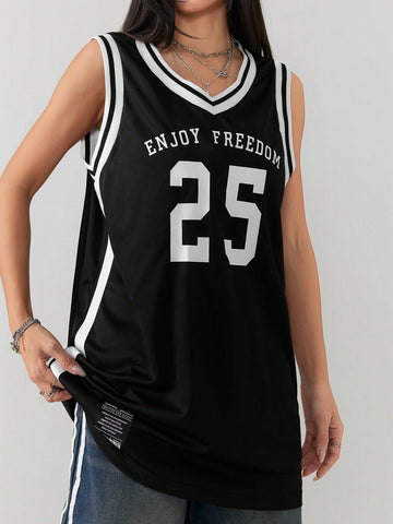 Coolane Women's Sportswear Number Pattern Graphics V-Neck Mini Dress