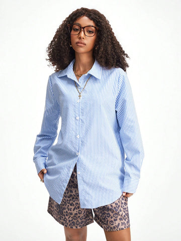 Coolane Women's & Men's Office Wear Casual Striped Long Sleeve Shirts