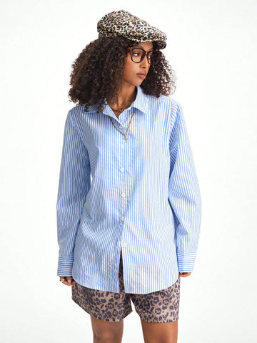 Coolane Women's & Men's Office Wear Casual Striped Long Sleeve Shirts