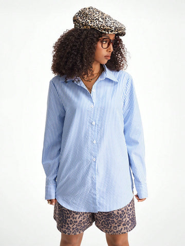 Coolane Women's & Men's Office Wear Casual Striped Long Sleeve Shirts