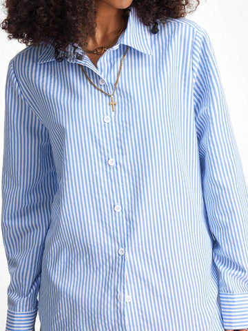 Coolane Women's & Men's Office Wear Casual Striped Long Sleeve Shirts