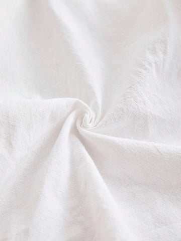 Cozy Cub White Casual Cute Peasant Embroidered Peter Pan Collar Button Down Blouse For Young Girls