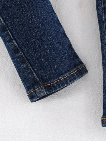 Cozy Pixies Young Girls' Retro Washed Elastic Waist Soft Flap Pocket Cargo Jeans Pants