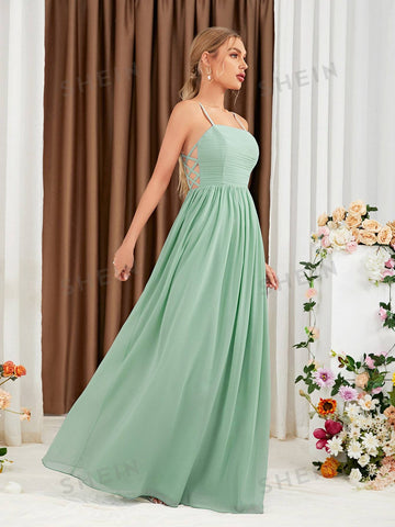 Criss Cross Chiffon Cami Bridesmaid Dress