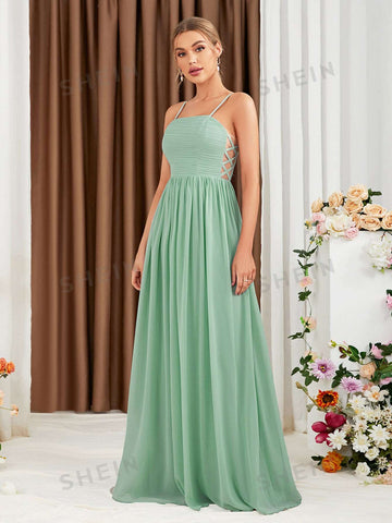Criss Cross Chiffon Cami Bridesmaid Dress
