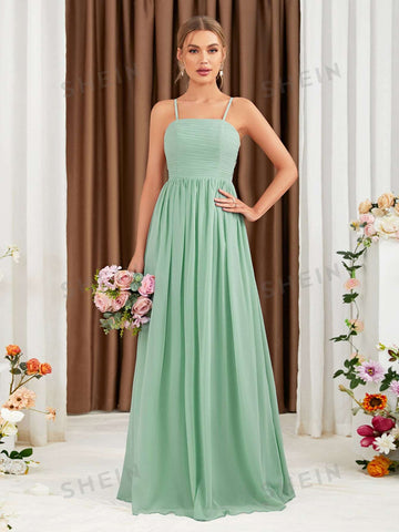 Criss Cross Chiffon Cami Bridesmaid Dress