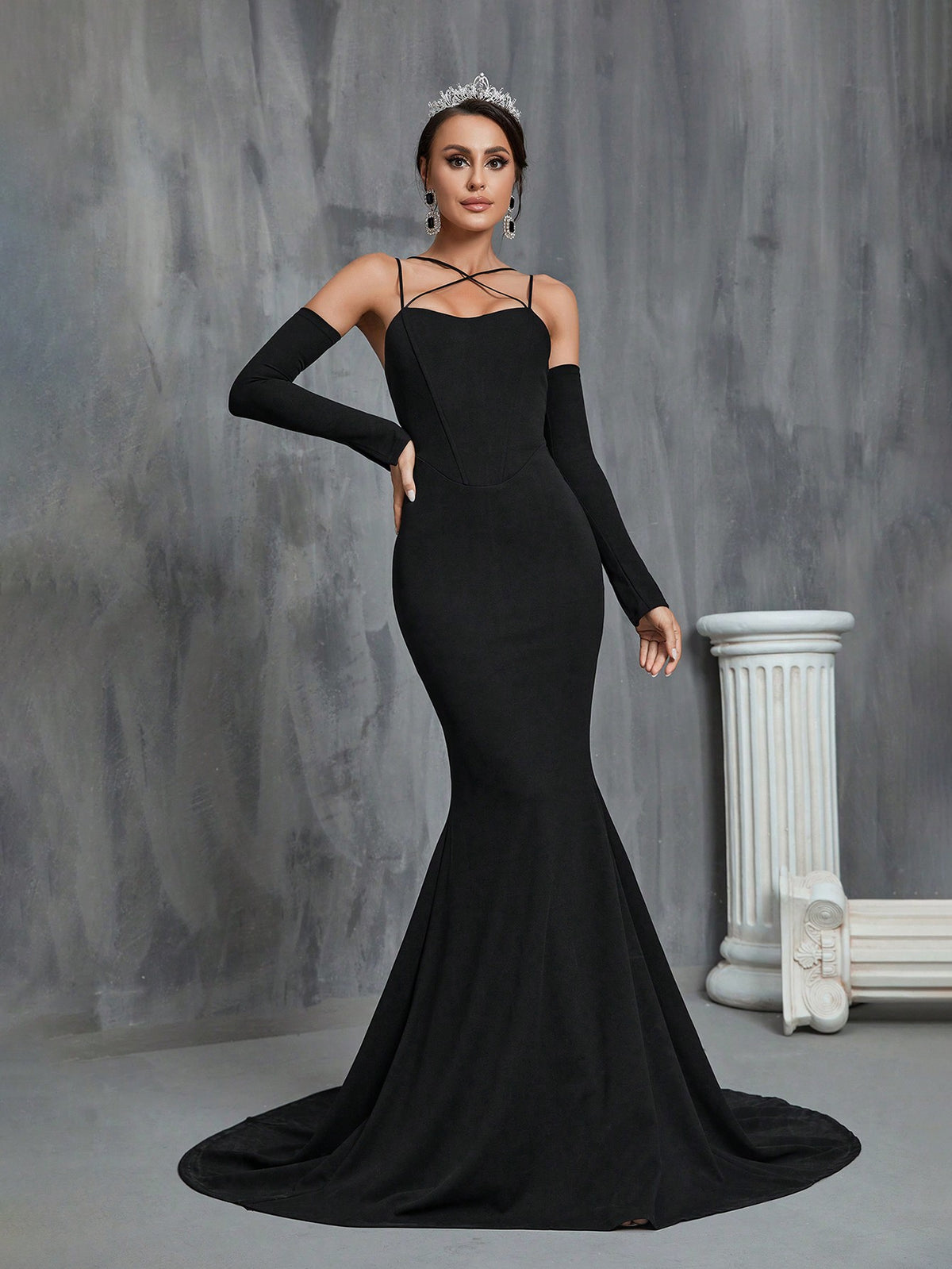 Crisscross Backless Mermaid Hem Wedding Dress