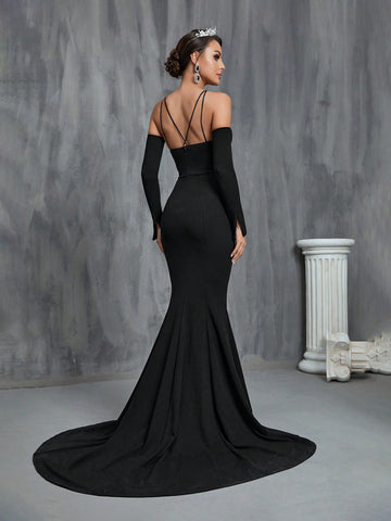 Crisscross Backless Mermaid Hem Wedding Dress