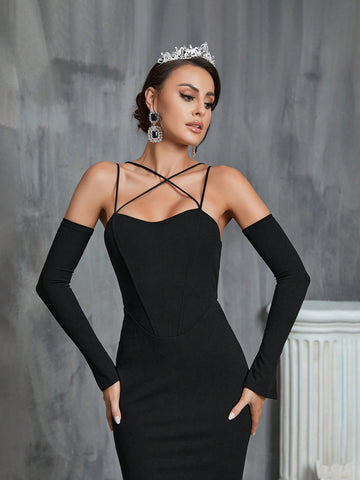 Crisscross Backless Mermaid Hem Wedding Dress