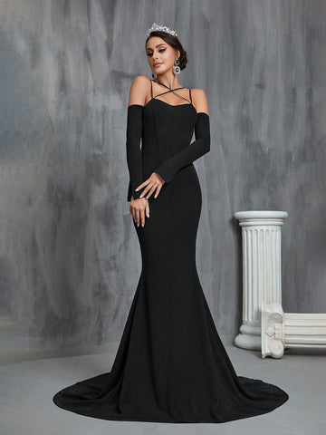 Crisscross Backless Mermaid Hem Wedding Dress