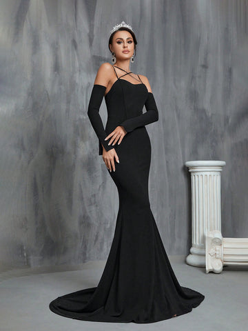 Crisscross Backless Mermaid Hem Wedding Dress