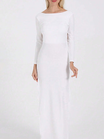 Cross-Border Autumn And Winter Women Long Dress Europe And The United States Sexy Backless Open Long-Sleeved Floor-Length Women Dress