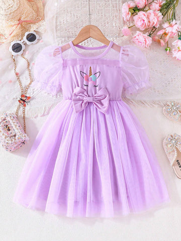 Young Girl Summer Solid Color Dress With Cute Bow Decorated Straps