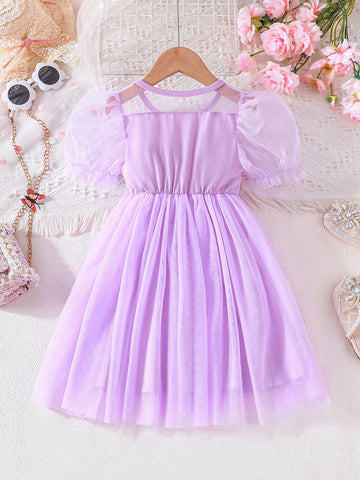 Young Girl Summer Solid Color Dress With Cute Bow Decorated Straps