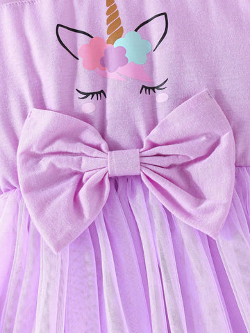 Young Girl Summer Solid Color Dress With Cute Bow Decorated Straps