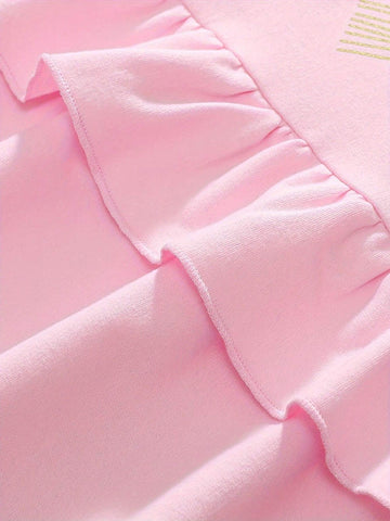Cute Bow Pattern 100% Cotton Girls Long Sleeve Dress, Sweet & Casual Dresses Ideal For Daily Party Holiday Outings