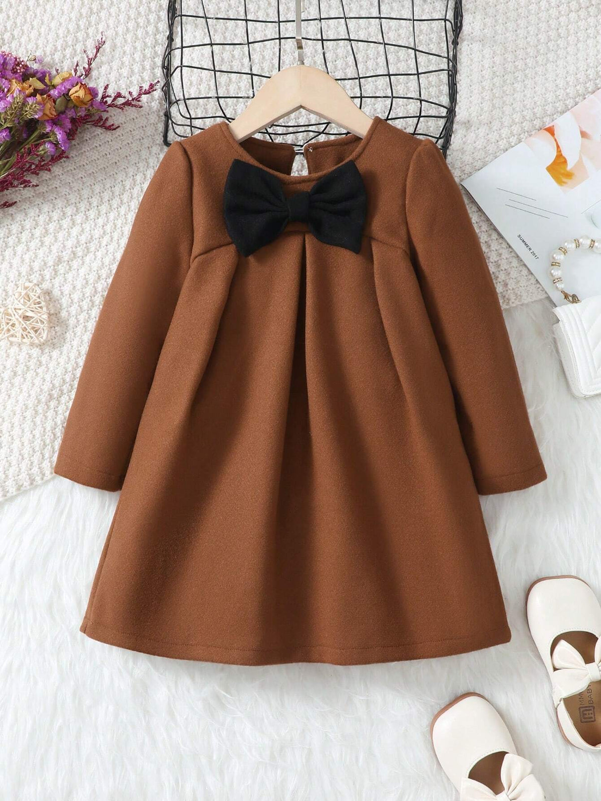 Cute Bow Tie Loose A-Line Dress