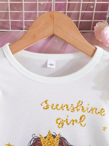 Cute Cartoon Princess Decor Mesh Young Girl Dress