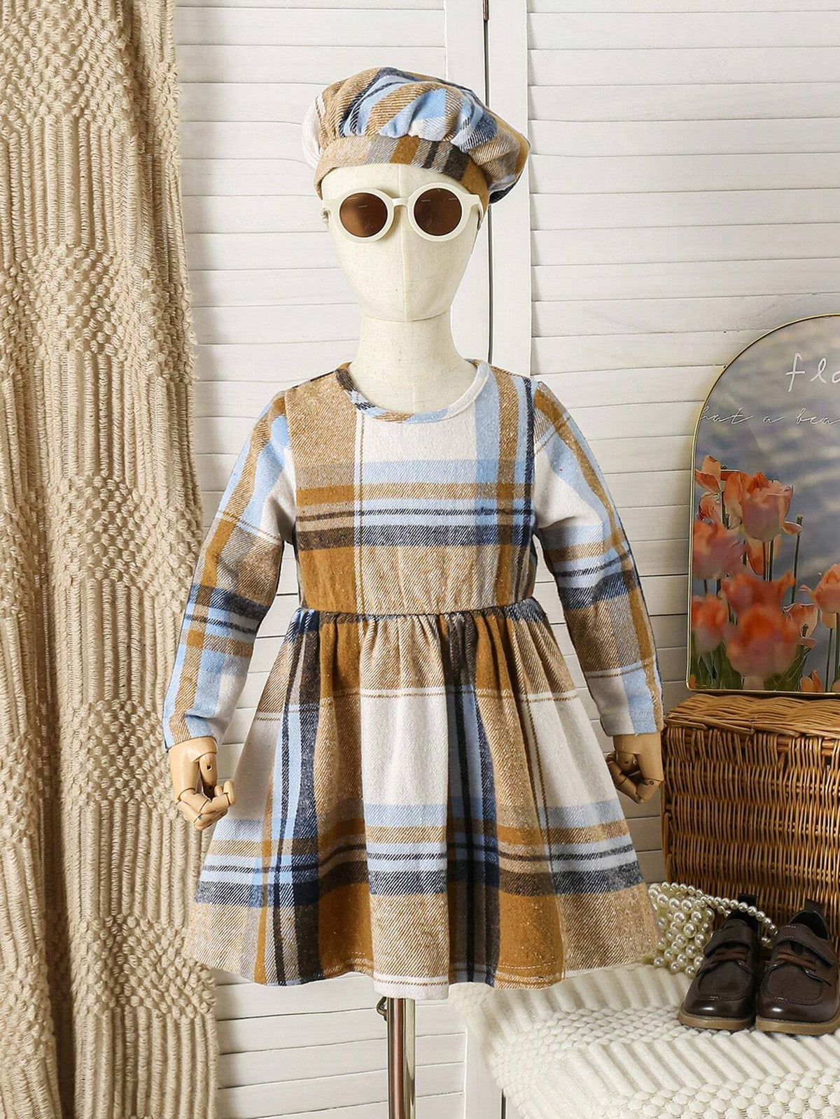 Cute Classic Girls Dress, New Style Toddler Gingham Sweet Fashionable Versatile Doll Dress, Baby Princess Dress