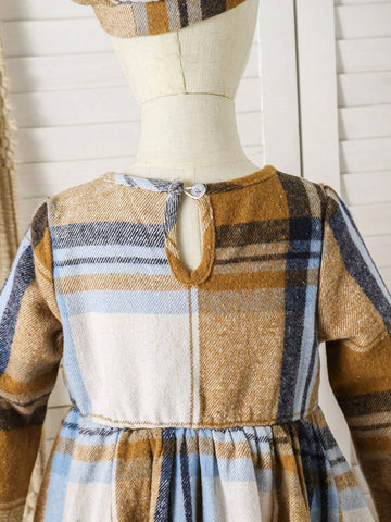 Cute Classic Girls Dress, New Style Toddler Gingham Sweet Fashionable Versatile Doll Dress, Baby Princess Dress