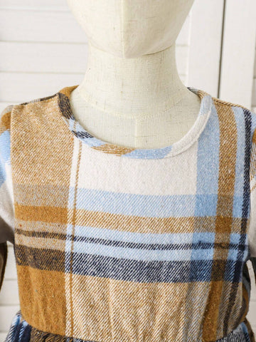 Cute Classic Girls Dress, New Style Toddler Gingham Sweet Fashionable Versatile Doll Dress, Baby Princess Dress