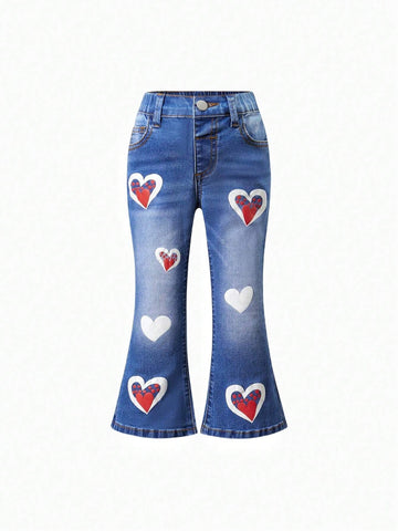 Cute Girl Tie-Dye Funny Patterned Multicolor Print Basic Casual Outdoor School Spirit Flare Jeans