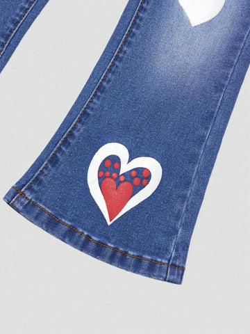 Cute Girl Tie-Dye Funny Patterned Multicolor Print Basic Casual Outdoor School Spirit Flare Jeans
