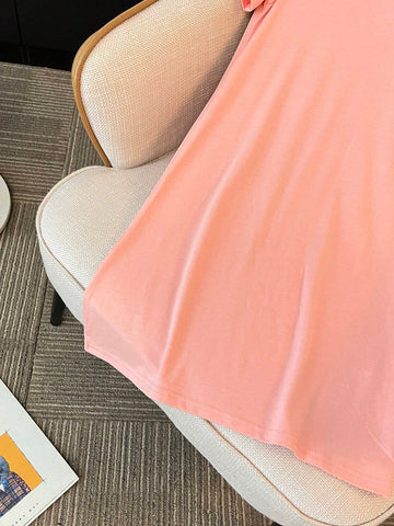 Cute Girls' Summer Casual Short Sleeve T-Shirt Dress With Round Neck