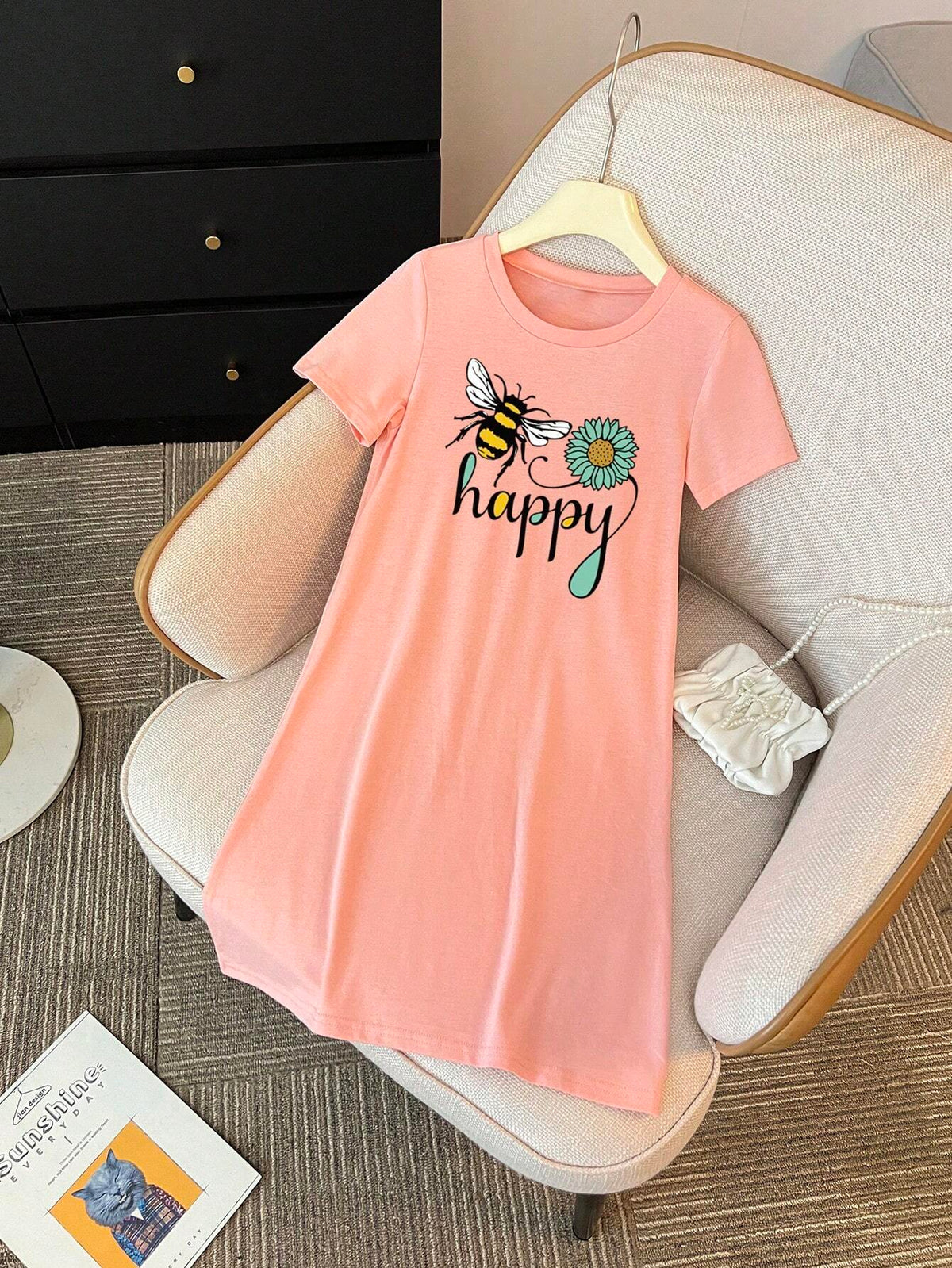 Cute Girls' Summer Tie-Dye Round Neck Short Sleeve Casual T-Shirt Dress