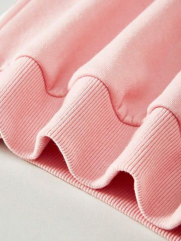 3pcs Set Young Girl Heart & Letter Print Thickened Thermal Lined Long Sleeve Sweatshirts, Suitable For Autumn/Winter