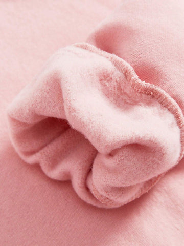 3pcs Set Young Girl Heart & Letter Print Thickened Thermal Lined Long Sleeve Sweatshirts, Suitable For Autumn/Winter