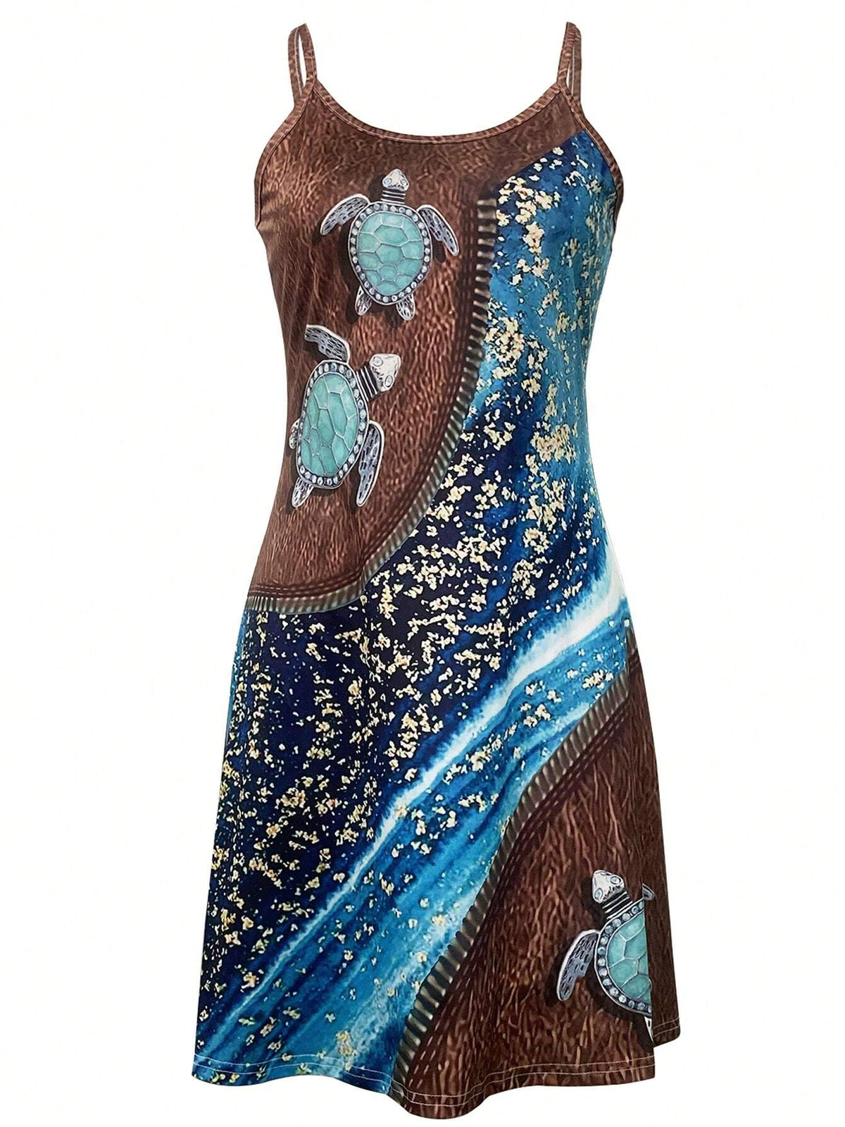 Pattern Beach Vacation Style Sleeveless Dress For Spring/Summer