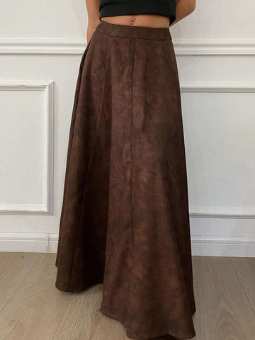 DAZY 1pc Women's Tie-Dye Pattern Loose Skirt With Zipper