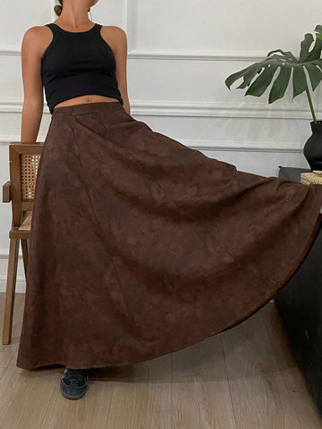 DAZY 1pc Women's Tie-Dye Pattern Loose Skirt With Zipper