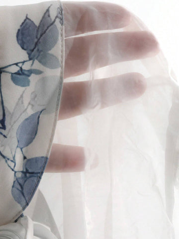 DAZY 2pcs/Set Ink And Wash Style Buttoned Crop Top & Printed Strap Dress