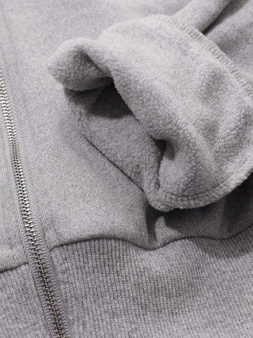 DAZY 2pcs Set Women Solid Color Hooded Zipper Long Sleeve Top & Wide Leg Pants