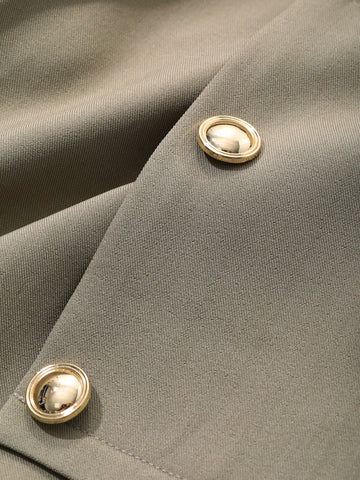 DAZY 2pcs Solid Color Round Neck Jacket And Wide Leg Pants Women's Suit