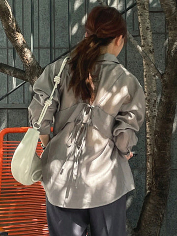 DAZY 2pcs Women Solid Color Camisole And Long Sleeve Shirt Set