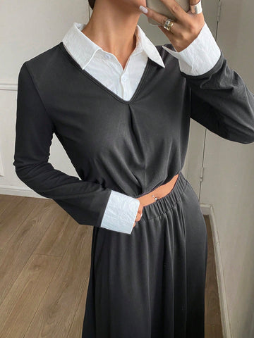 DAZY 2pcs Women's 2 In 1 Top And Skirt Set